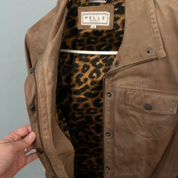 Pelle studio Brown belted leather jacket small - Picture 4 of 5